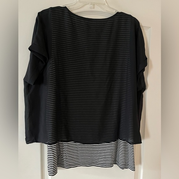 Chico’s Black and White Striped Women's Tank with Polyester Black overlay Large - Picture 4 of 13